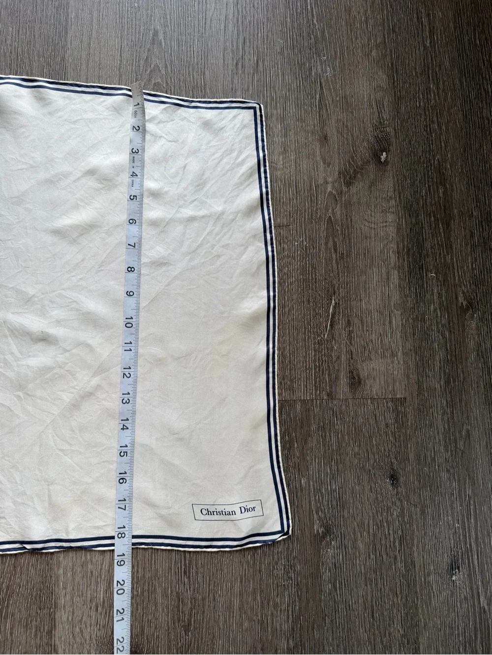 Vintage Dior Ivory Scarf with Navy Border
